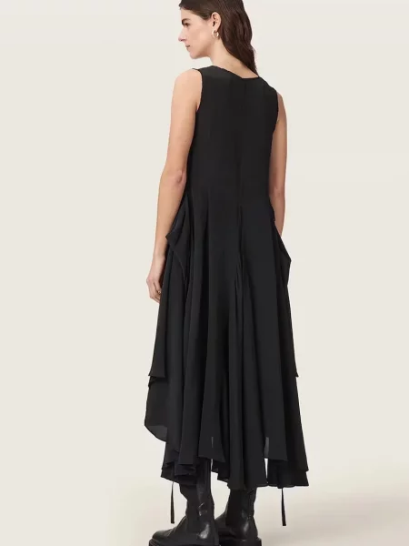 AllSaints rochie asimetrică din vâscoză SYBIL negru
