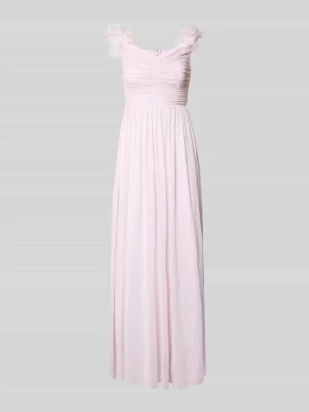 Sukienka wieczorowa z kwiatowymi aplikacjami i dekoltem carmen Lipsy