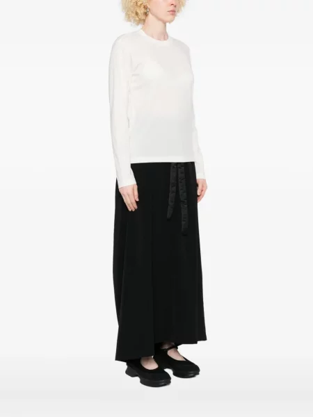 Top Y-3 cu decolteu rotund lung alb