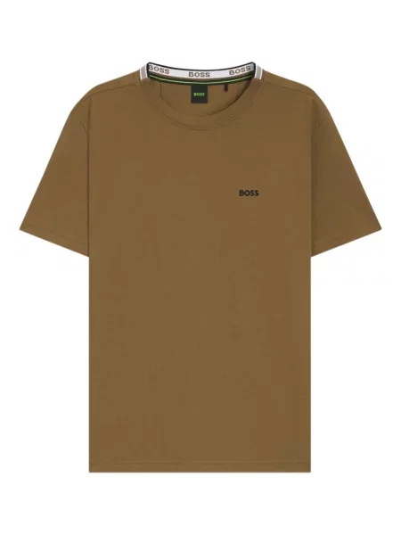 Tricou Boss cu decolteu rotund cu autograf verde