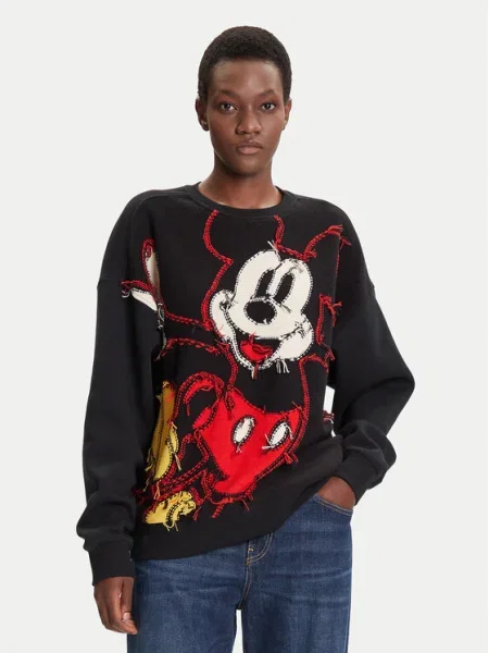 Desigual Pulóver Hello Mickey fekete
