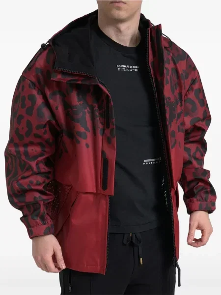 Geacă Dolce & Gabbana cu imagine cu model leopard roșu