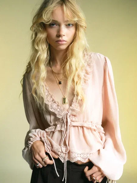 Блуза MANGO рожевий