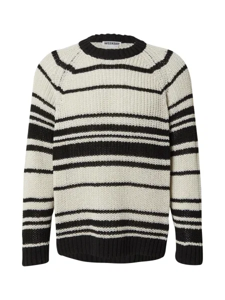WEEKDAY Pulover ecru negru