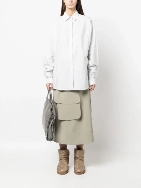 Cămașă Stella Mccartney cu dungi cu imagine lungă alb