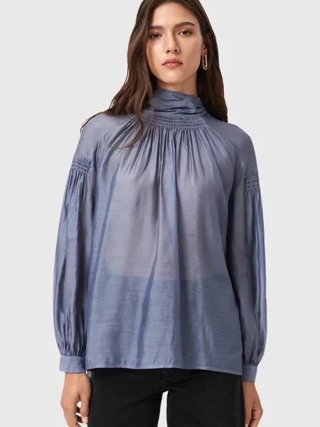 AllSaints Halenka s příměsí hedvábí PEARLA fialová