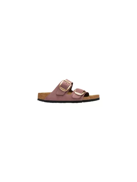 Birkenstock klapki nubukowe Arizona Big Buckle Nubuck Leather różowe