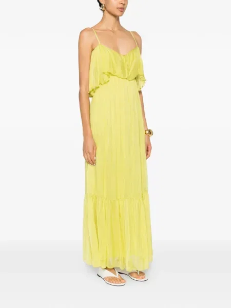 Rochie maxi Dixie cu volane verde