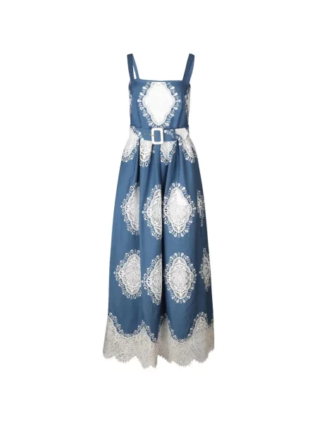 Rochie maxi Borgo De Nor din dantelă de costum albastru