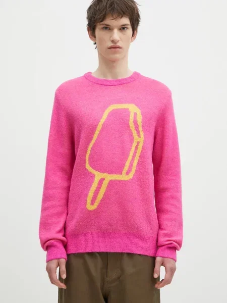 Pulover s dodatkom vune ICECREAM Popsicle Crewneck za muškarce ružičasta