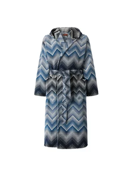 Szlafrok Missoni Home z kapturem niebieski
