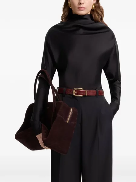 Lung top Elie Saab drapat negru