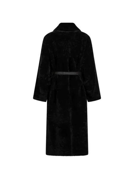 Cu centură haină din piele de oaie Blancha din piele de oaie maro