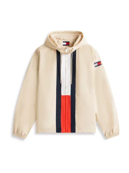 Tommy Jeans Prehodna jakna CHICAGO kremna / mornarska / rdeča bela