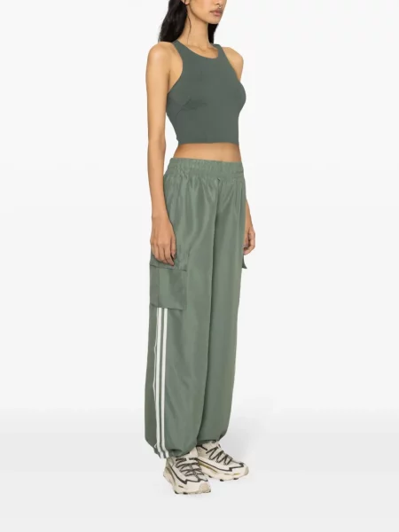Klapki Adidas z otwartą piętą w paski skórzane zielone