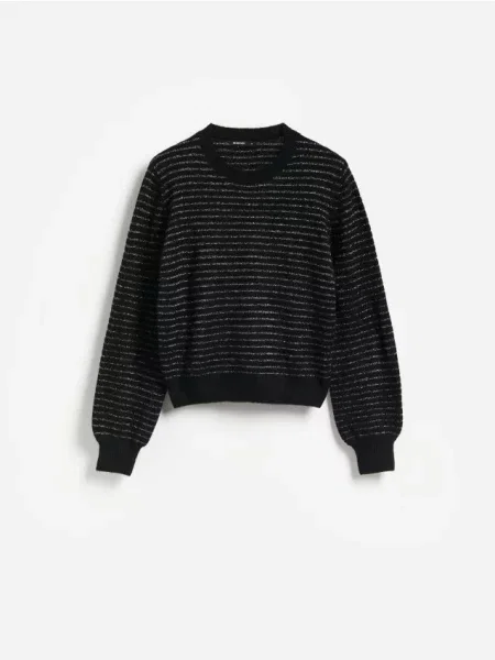 Reserved Sweter z metalizowaną nicią czarny