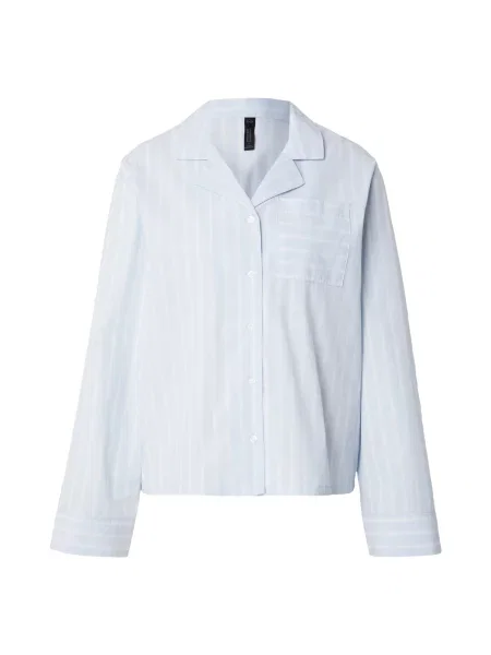 Hunkemöller Bluză de noapte albastru deschis alb