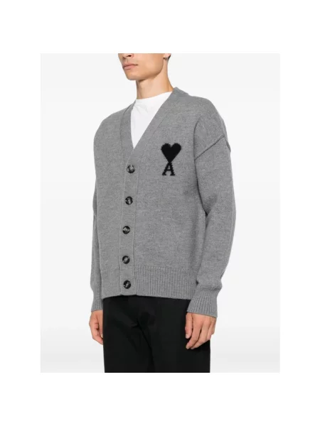 Sweter Ami Paris wełniany szary