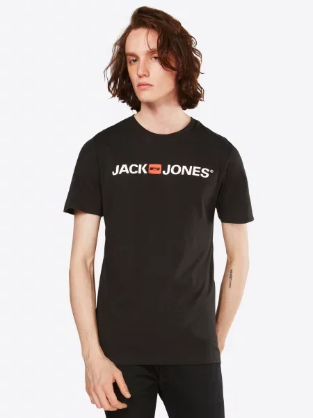 JACK & JONES Majica rdeča / črna bela