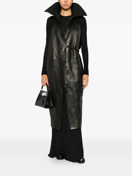 Palton Rick Owens din piele negru