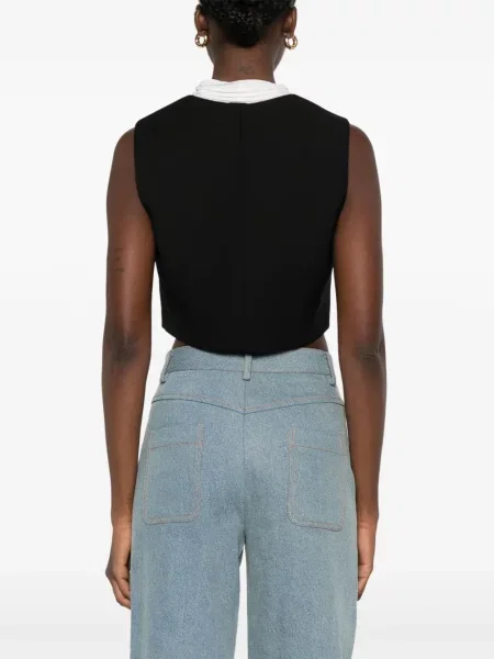 Bluză Sandro cu decolteu în V negru