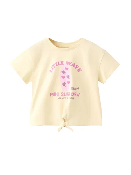 MANGO KIDS Majica LITTLE svijetložuta / roza / magenta / ružičasto crvena