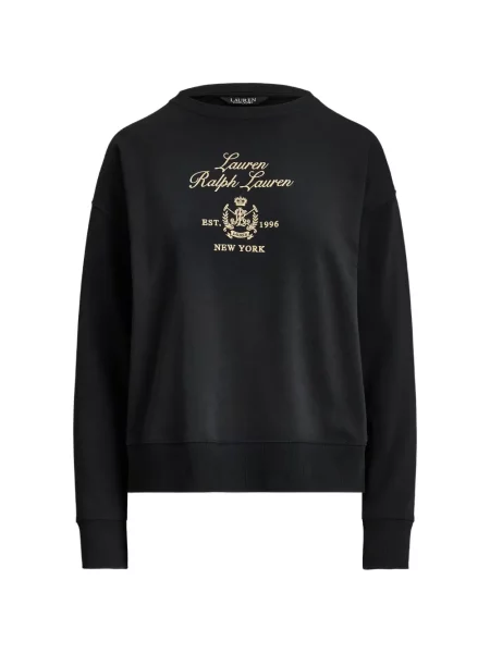 Hanorac crewneck Lauren Ralph Lauren cu imagine cu decolteu rotund negru