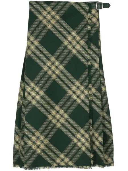 Fusta plisata Burberry de lână verde