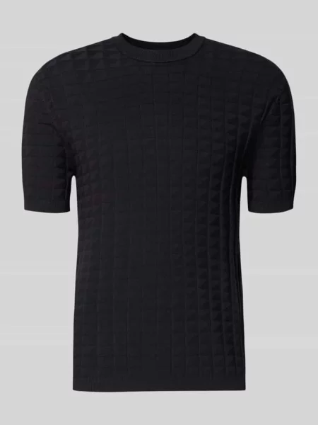 Koszulka z dzianiny z mieszanka z fakturowany wzór Armani Exchange granatowa