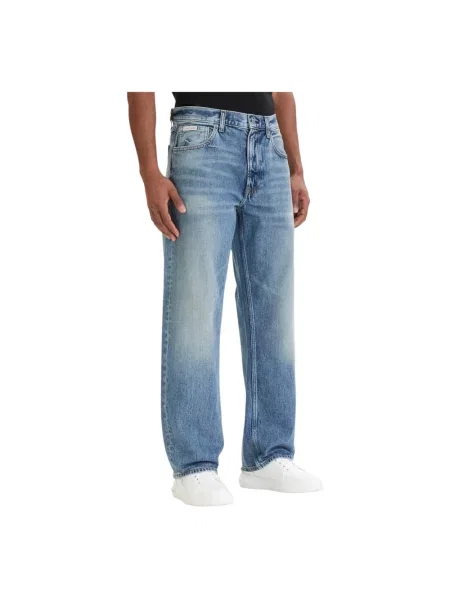Szerokie jeansy Calvin Klein Jeans niebieskie