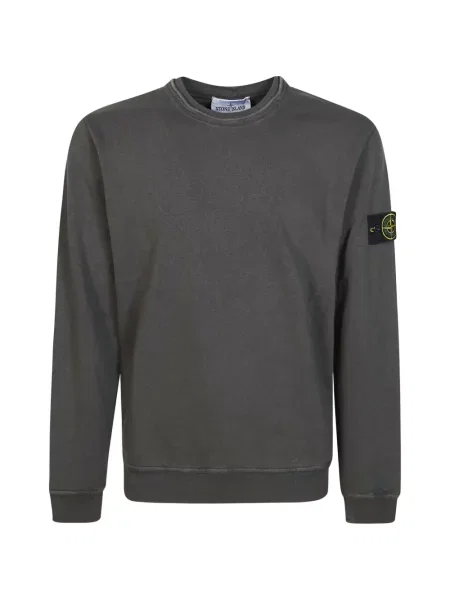 Hanorac crewneck Stone Island cu decolteu rotund cu strasuri gri