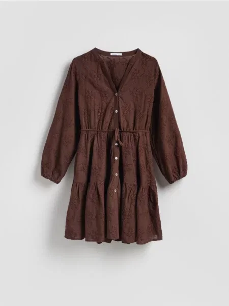 Reserved Rochie cu broderie maro-închis maro
