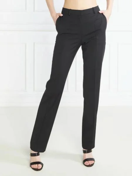 BOSS BLACK de lână pantaloni tameah negru