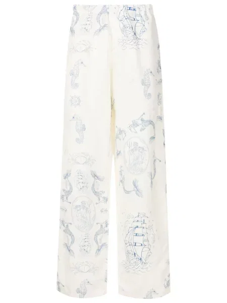 Pantaloni Amir Slama cu imagine alb
