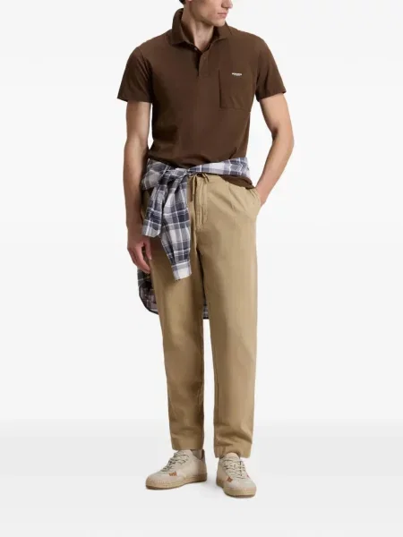 Tricou polo Woolrich cu autograf maro