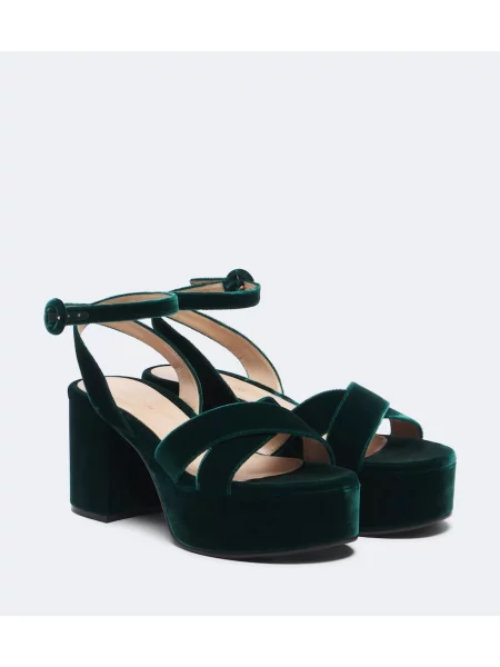Sandale Gianvito Rossi de catifea cu platformă verde