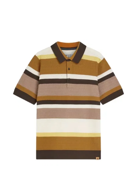 Tricou polo Scotch & Soda cu dungi maro
