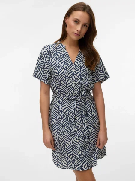 VERO MODA Rochie tip bluză VMJOSIE / albastru marin bej