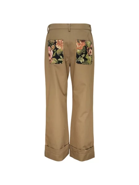 Pantaloni Simone Rocha cu model floral maro