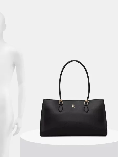 Tommy Hilfiger шопинг чанта дамска от имитация на кожа черно