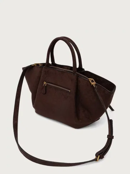 Guess torebka tote z imitacji zamszu ALLEGRA brązowa