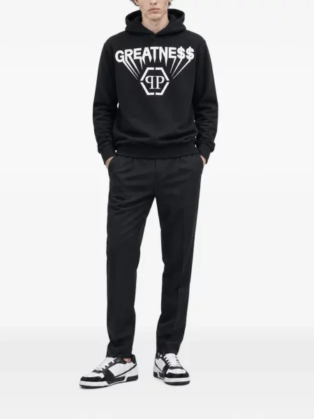 Hanorac cu glugă Philipp Plein din fleece negru