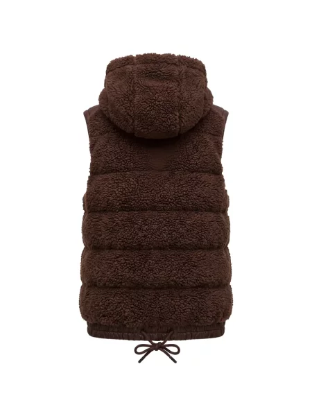 Vestă Moncler Grenoble din fleece cu glugă maro
