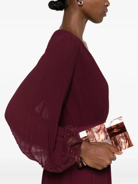Rochie midi Twinset cu buline plisată până la genunchi roșu