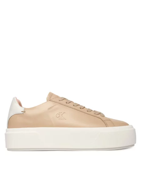 Laisvalaikio batai Calvin Klein Flatform Lace Up Lth smėlio
