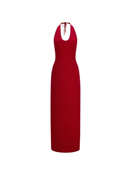 Rochie maxi The Arkow cu gât halter roșu