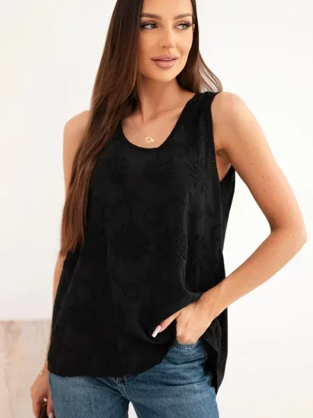 Bluză Kesi Włoski cu broderie negru