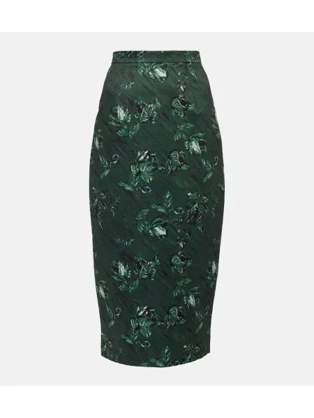 Osłona tafta spódnica ołówkowa Emilia Wickstead w kwiatki zielona