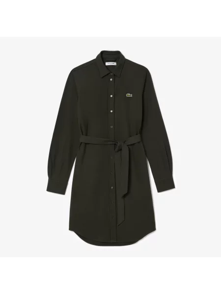 Lacoste Sukienka Koszulowa Z Pikowanym Paskiem zielona