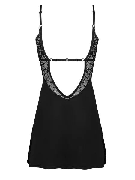 Эротическая сорочка с трусиками стринг Комплект_Obsessive_Bellastia_chemise чорна